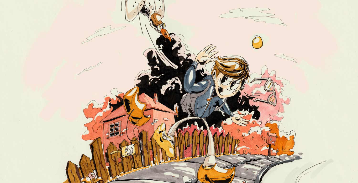 Illustrator Jakob i fra København og Hvidovre har tegnet bogen Karl og Pelles magiske julerejse skrevet af forfatter Tanja Skogset