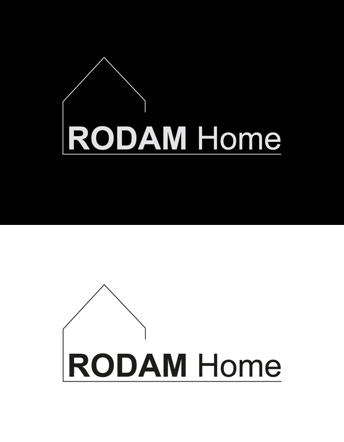 Logo design på både sort og hvid baggrund til arkitekt firmaet Rodam Home
